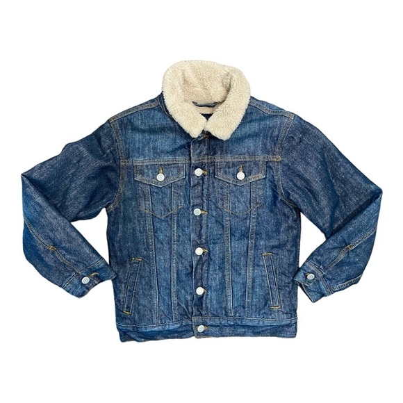 GAP Unisex Sherpa-Collar Cozy-Lined Jean Jacket Size Large 10-11 Years - Picture 2 of 10